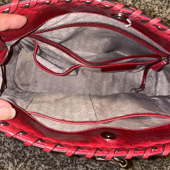 Dark Red/Silver Hardware Michael Kors Hamilton Bag - Picture 4 of 6